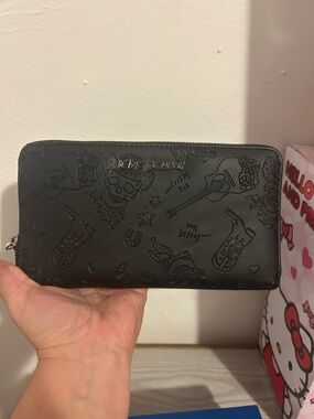 Betsey Johnson Black Embossed Zip Wallet